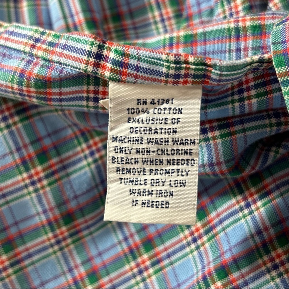 POLO Ralph Lauren Button Down Shirt Men's Blue Green Plaid Slim Fit Size Large - Picture 3 of 6